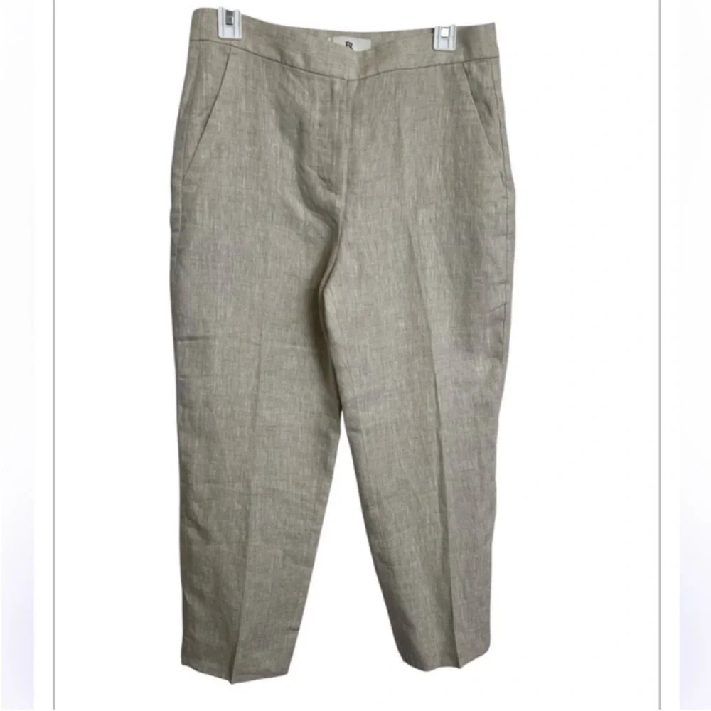 Banana Republic Lina Slim Ankle Linen Pants Neutral Cream Workwear 6P NWT